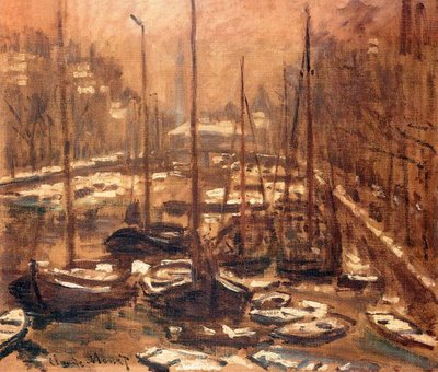 The Geldersekade of Amsterdam in Winter by Claude Monet